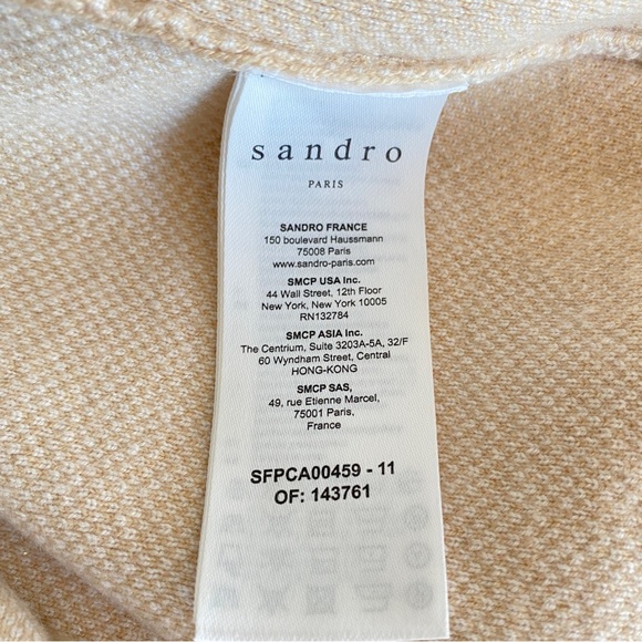 Sandro Argyle Jacquard Cardigan Tan/White/Cream - Picture 13 of 16
